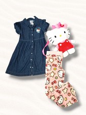 Sanrio Hello Kitty sz 6X Dress denim blue Dress Pjs Pants Plush Backpack BUNDLE