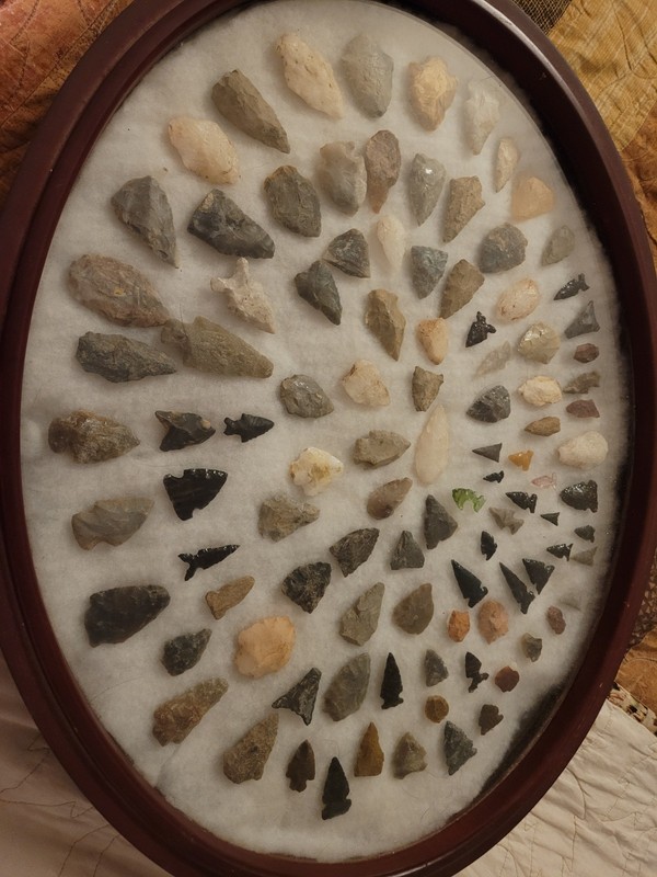 Authentic  Antique Native American Arrowhead Framed Collection Lot