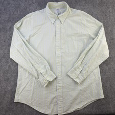 Brooks Brothers Shirt XL Green Blue Striped Long Sleeve Button Down Pocket