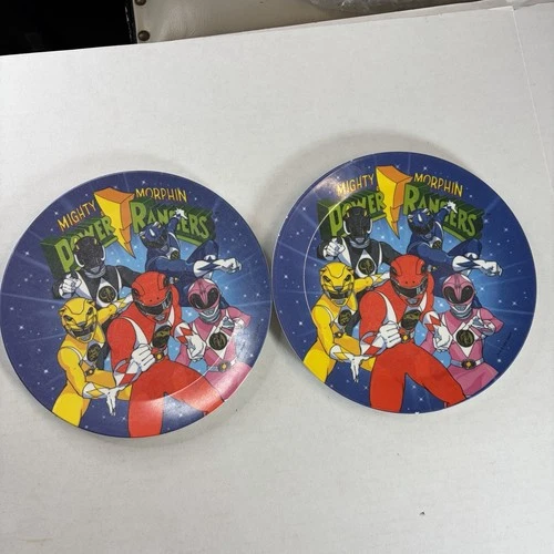 Vintage 1994 Mighty Morphin Power Rangers Plate Plastic Original 8 Inch Set Of 2