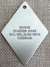 VTG David Bowie Diamond Dogs RCA MainMan Metal Dog Tag Promo 1974 RARE