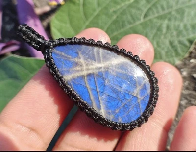 Labradorit Makramee Kette - Edler blauer Schimmer - Handgefertigt - Bild 1 von 4