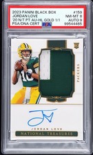 2023 Panini Black Box ‘20 NT Gold Jordan Love Patch Auto 1/1 PSA 8 PSA 9 Auto