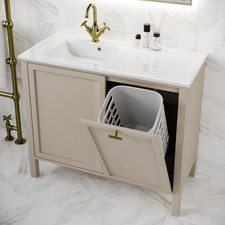 1000mm Beige Freestanding Vanity Unit with Basin and Laundry BUN/SOFVB1000/95421