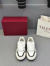 Valentino Platform Sneakers Calfskin Leather Shoes White Brown New