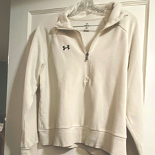 Under Armour Women's M White 1/4 Zip Fleece Mock Neck Pullover Tech