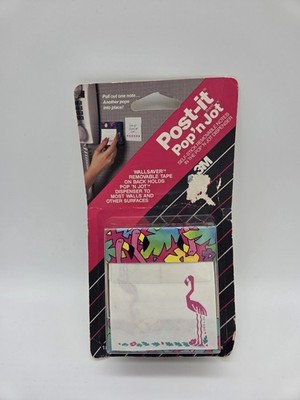 Vintage 1990 Post it Note Pad Post-it NEW Pop N Jot Dispenser Flamingo
