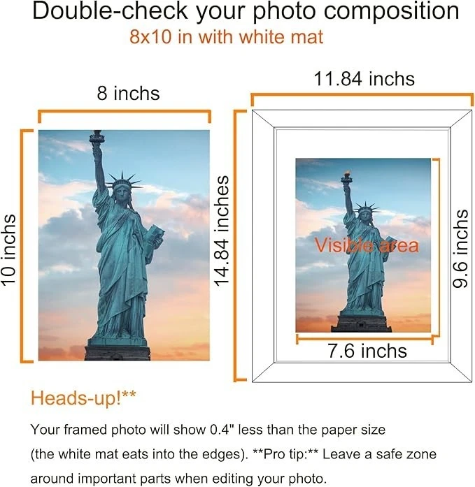 Juego de 10 marcos de fotos SESEAT 11x14, fotos de exhibición 8x10 con tapete o 11x14 Foto 2 de 4