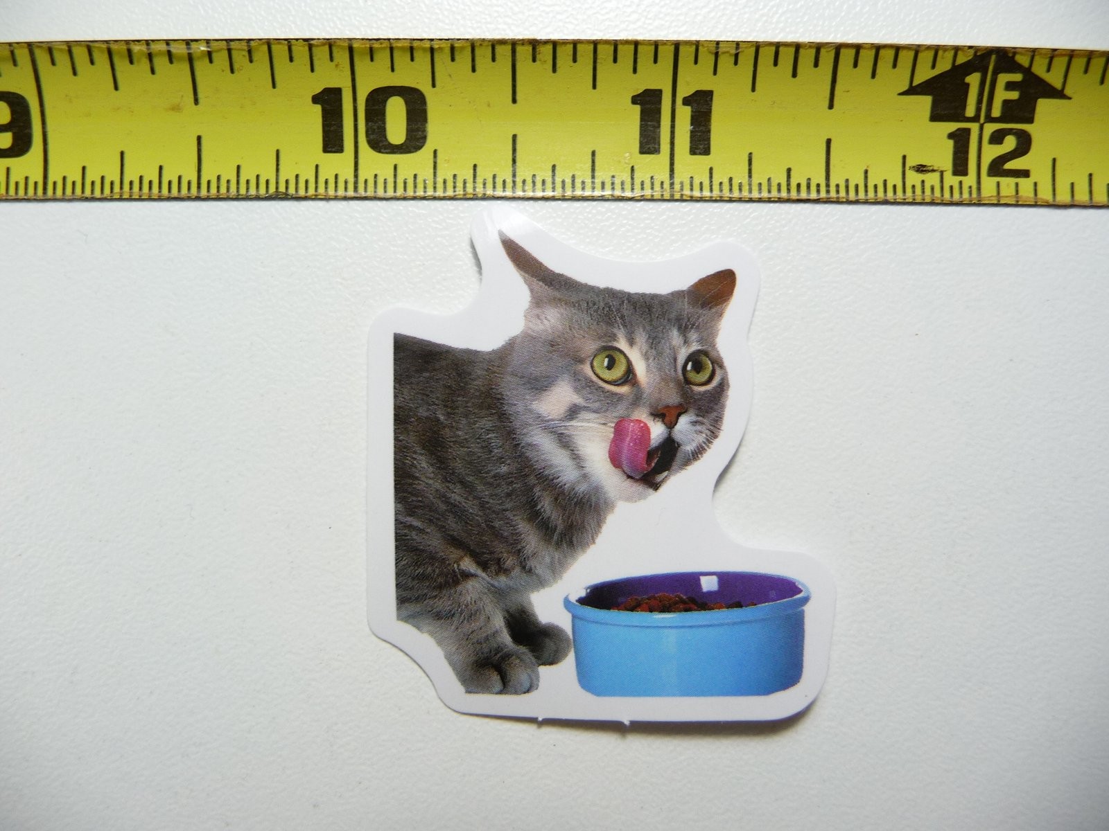 Playful Kitten Eating Bowl Cute Cat Licking Sticker Decal