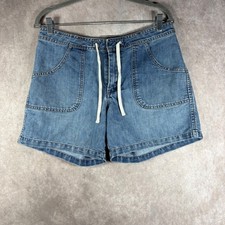 Old Navy Denim Shorts Womens Size 8 Blue Just Below Waist Drawstring y2k 90s