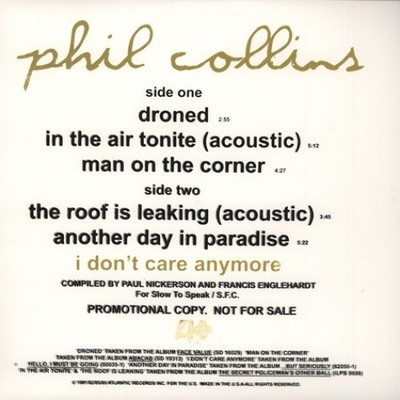 PHIL COLLINS Droned 12'' NEW VINYL Slow To Speak 
