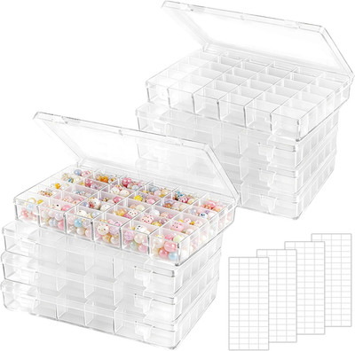 8 Pcs Bead Storage Containers, 36 Grids Plastic Organizer Box with Removable Div