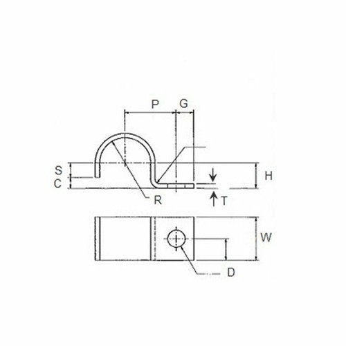 HALF SADDLE / P CLAMP T316 (A4) MARINE GRADE STAINLESS STEEL 6,10,12,16,34 mm - Picture 2 of 2