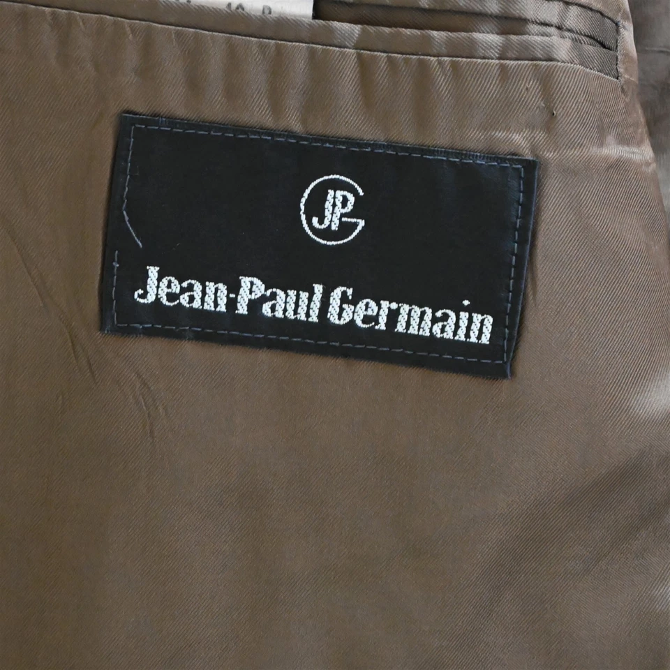 复古 Jean Paul Germain 48R 棕色条纹 100% 羊毛双排扣西装外套 — 第 4/4 张图片