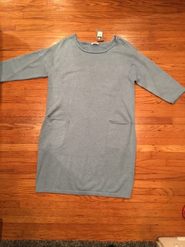 J JILL Sweater Dress Blue Soft Cotton Cashmere Blend Petites Medium - Large - XL - 第 9/12 張圖片