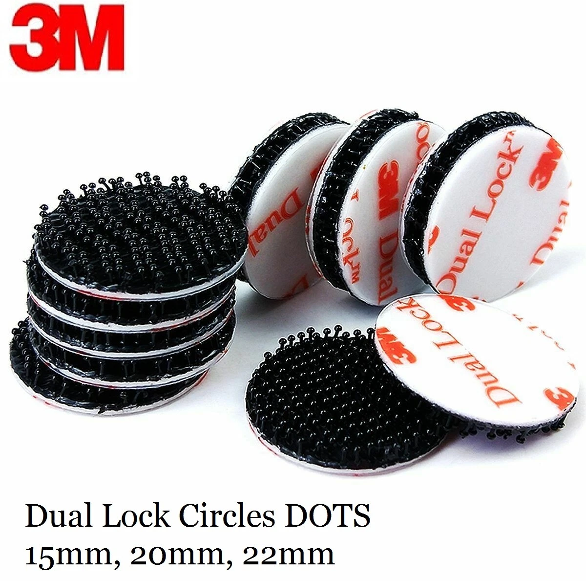 3M Clear & Black DUAL LOCK Self Adhesive DOTS Pads ~STICKY Tape HOOK  FASTENERS E