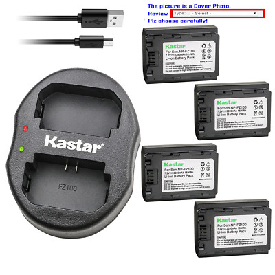 Kastar Battery Dual Charger for Genuine Sony OEM BC-QZ1 Original FZ100 NPA-MQZ1K