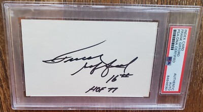 PSA SLABBED Autographed New York Giants Frank Gifford Index Card