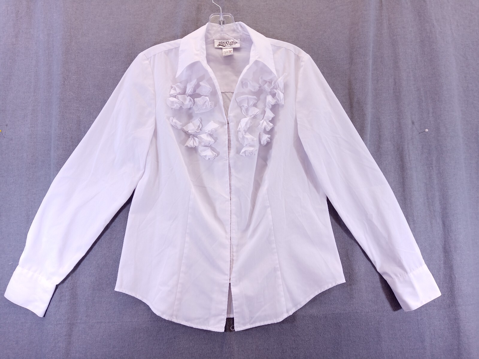 SAINT LAURENT Camicia Yves St Clair donna 10 bianca vintage impreziosita blusa fiori volant