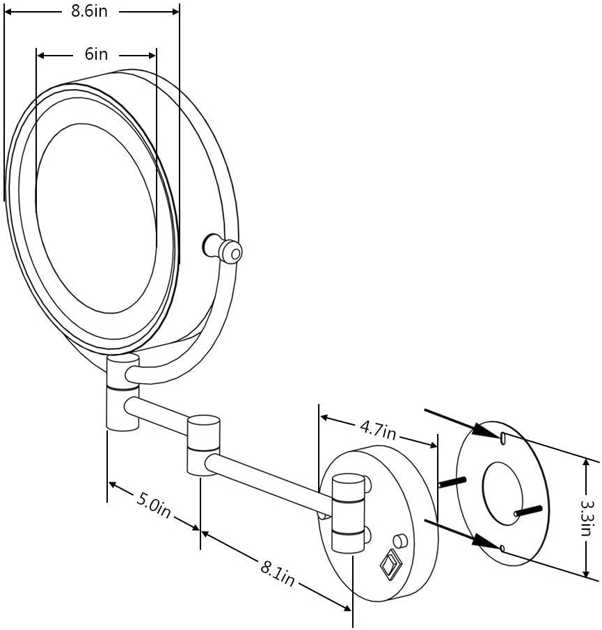 Magnifying Makeup Mirror with Lights,Wall Mounted 360° Swivel Vanity