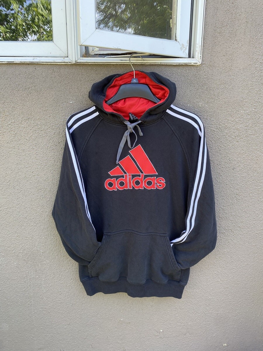 adidas vintage hoodie　y2k グランジ Vintage Adidas Hoodie Mens Medium Black Red Y2K Big Spell Out | eBay
