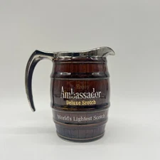 Ambassador Deluxe Scotch Whiskey Pub Jug Water Pitcher Barware Ceramic Vintage