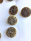 Lot 8 vtg gold tone metal shank buttons, 5 filagree/ mirror, 3 other — photo 2