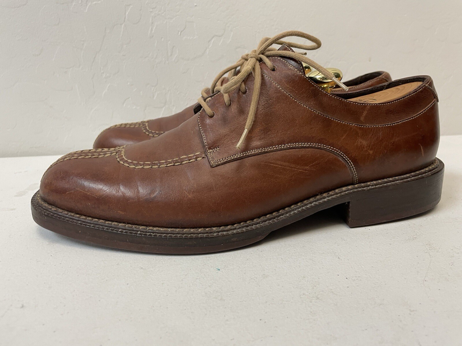 SAOLA COLE HAAN Derby in pelle grossa con punto a contrasto e punta divisa marrone taglia 9 1 2 D