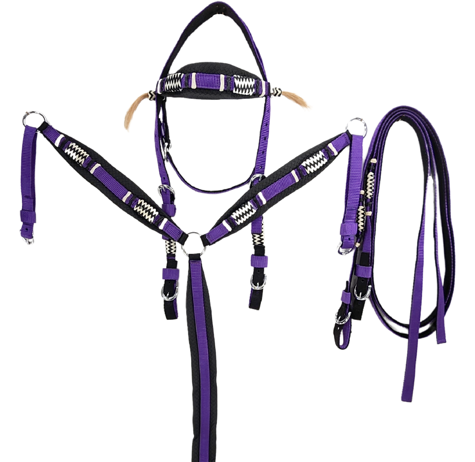 D.A. Brand Poly Bridle Set Neoprene Padding and Braided Rawhide Trim