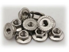 1/4"x20 (EXTRA WIDE) Flange Nuts • 316 Stainless Steel • Serrated Hex • Qty 50