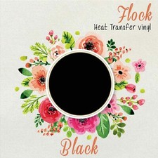 Flock Heat Transfer Vinyl BLACK HTV T-Shirt 20" Roll Iron On Heat Press