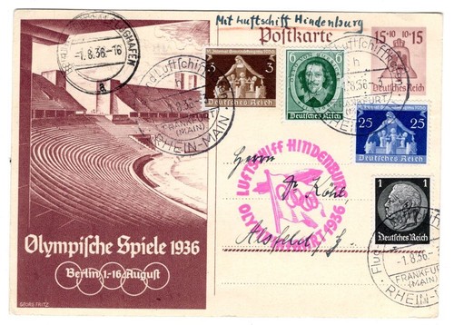 DR-3.Reich 1936 OLYMPICS On ZEPPELINBELEG With GA (CA1609