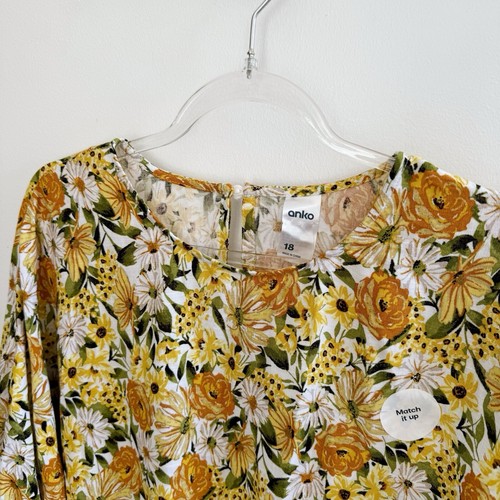 Anko Kmart Womens Top Blouse Size 18 Short Sleeve Floral Pattern Yellow NEW - Picture 2 of 10