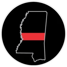First Responder Thin Red Line Mississippi Firefighter Bumper Sticker Decal 5"