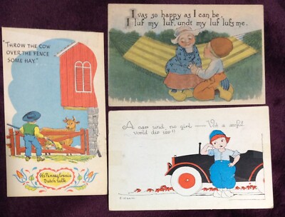 DUTCH KIDS COMIC POSTCARDS: 3 VINTAGE 1913-1932-1956-President Buchanan Postmark