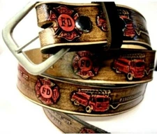 Fire fighter, Genuine Leather,100%Top Grain,1 1/2"wide,US Seller&Made.H.tooled 