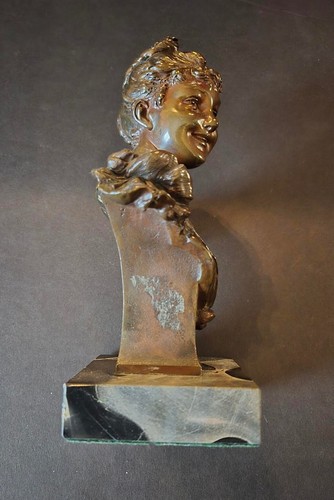 BEAUTIFUL CARL KAUBA ART NOUVEAU BRONZE BUST STATUE MARBLE FOUNDRY MARKED - Picture 17 of 22