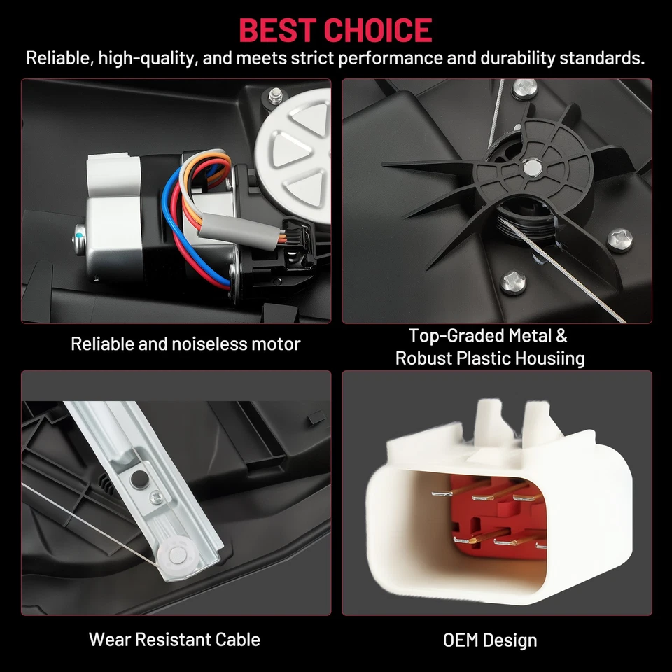 Front Passenger Side Window Regulator 6-Pin w/ Motor For 2008-2013 Jeep Liberty - Image 2 of 4