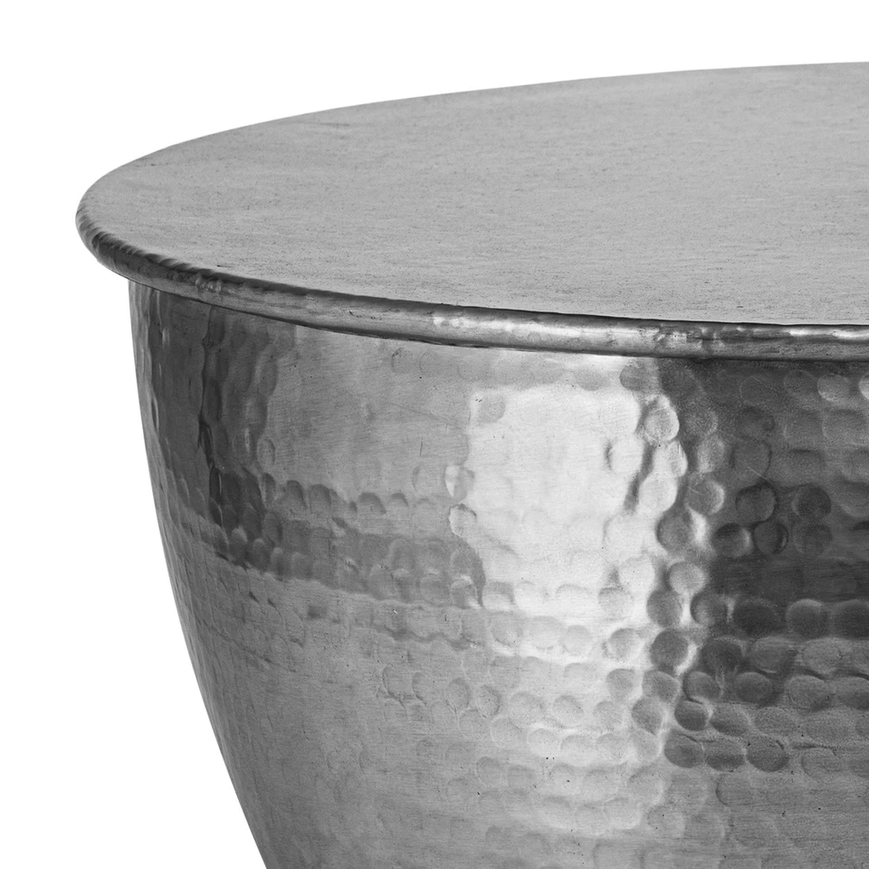 Tavolino da caffè alluminio salotto martellato Ø 60x30,5 cm argento WOMO-DESIGN® - Immagine 3 di 4