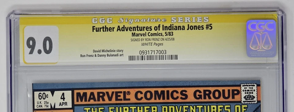 Otras aventuras de Indiana Jones #5 CGC 9.0 firmado Ron Frenz (antiguo titular) Foto 3 de 4