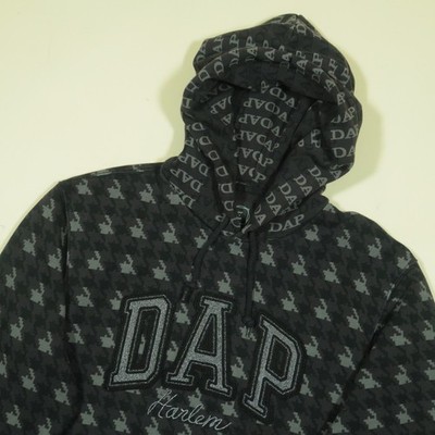 GAP x DAP Harlem Dapper Dan Hoodie Mens L Gray Black Jumbo Houndstooth
