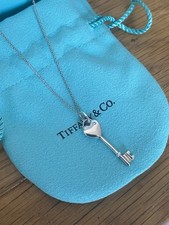 Tiffany & co Genuine Heart Key Diamond Sterling silver Necklace With Box & Pouch
