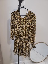 MISA Los Angeles Katia Leopard Print Ruffle Mini Dress Size S Multicolor