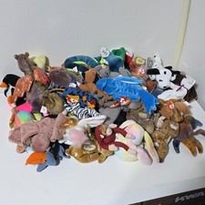 44 Ty Beanie Babies Plush Toys Lot - Assorted Animals and Characters, 1990s