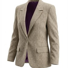 Harve Benard Vintage Textured Blazer Tan Brown Single Button Lined Jacket Size 8
