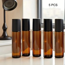 10ml Glass Roll On Bottles For Essential Oils Amber Refillable Glass Roller 5pc