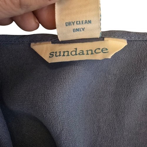 Sundance Damen Bluse blau bestickt Seide Chiffon Blumen Boho Chic Eleganz M - Bild 10 von 12