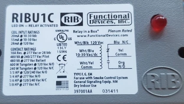 RIB Functional Devices RIBU1C Enclosed Relay SPDT 10Amp 120Vac 10-20 Vac/dc - Image 2 of 4