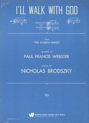 I'LL WALK WITH GOD by Paul Francis Webster / Nicholas Brodszky - 1954 Loew's