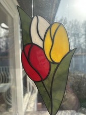 Tiffany Glas, Tulpen Fensterdeko, Handarbeit, Fensterbild